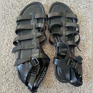 Clarks Black Leather Sandals
